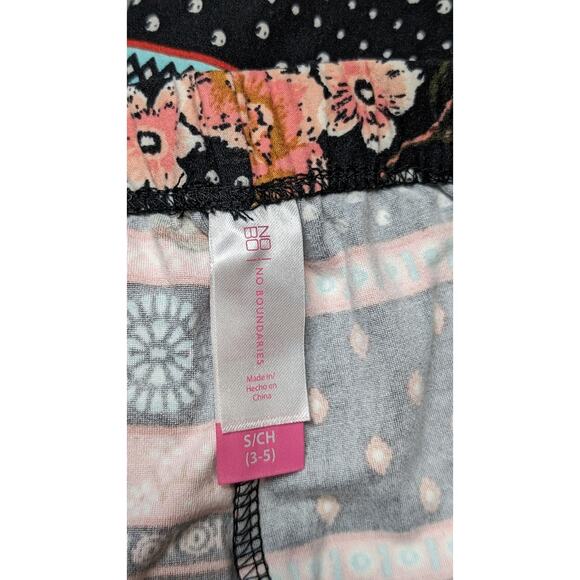 No Boundaries Floral Print Fashion Leggings Black Pink Boho Patterned Small - Picture 3 of 5